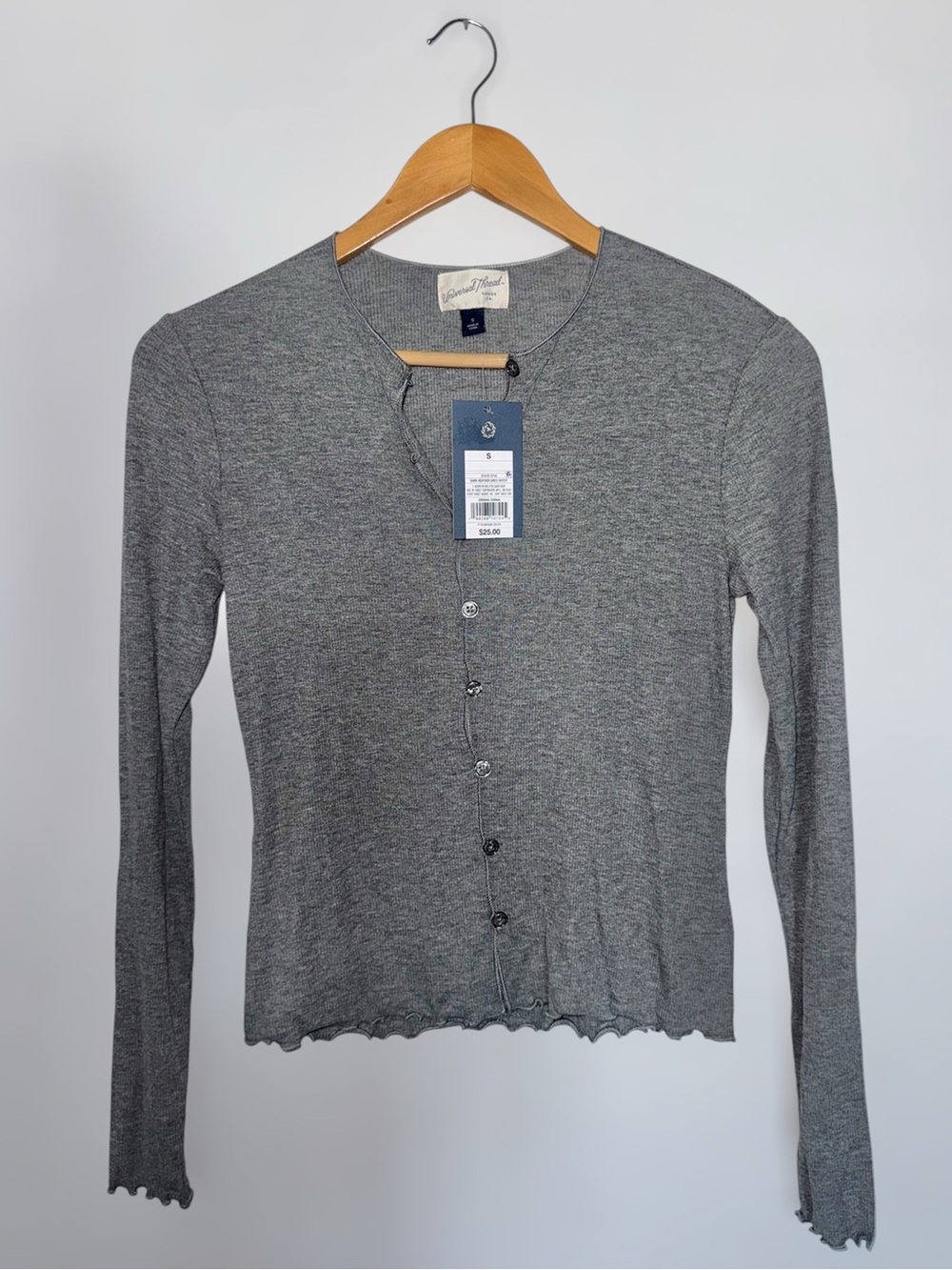 New Universal Thread Dark Heather Gray Ribbed Button Cardigan Woman’s Small